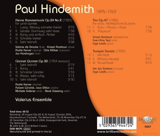 Valerius Ensemble: Hindemith: Chamber Music [CD]