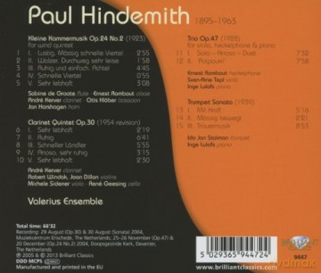 Valerius Ensemble: Hindemith: Chamber Music [CD]