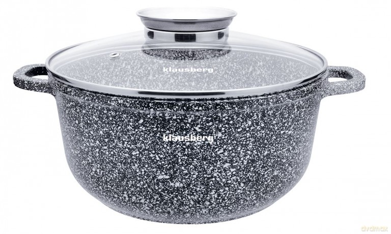 Garnek z pokrywką, aluminium powłoka szary marmurek śr.24cm 4,5l klausberg