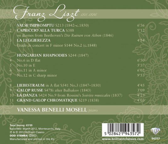 Vanessa Benelli Mosell: Liszt: A Liszt Recital [CD]