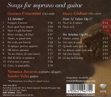 Veronica Amarres: Crescentini - Giuliani: Songs For Soprano And Guitar [CD]