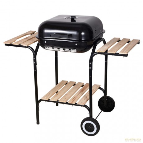 Grill ogrodowy, węglowy, z pokrywą, z półkami i kółkami