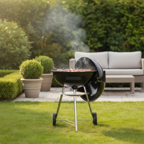 Grill węglowy ogrodowy, z pokrywą, na kółkach, kinghoff, kh-2033