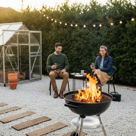 Grill węglowy ogrodowy, z pokrywą, na kółkach, kinghoff, kh-2033