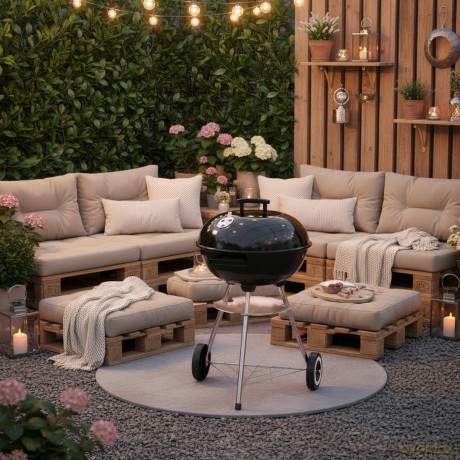 Grill węglowy ogrodowy, z pokrywą, na kółkach, kinghoff, kh-2033