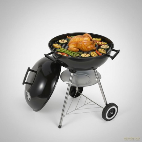 Grill węglowy ogrodowy, z pokrywą, na kółkach, kinghoff, kh-2033