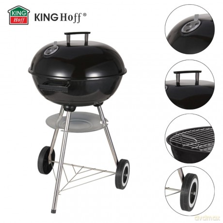 Grill węglowy ogrodowy, z pokrywą, na kółkach, kinghoff, kh-2033