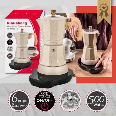 Kawiarka elektryczna espresso, 300 ml, beżowy, 500 w, klausberg kb-7999