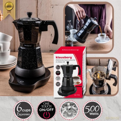 Kawiarka elektryczna espresso, 300 ml, czarny, 500 w, klausberg kb-7998