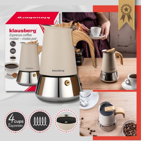 Kawiarka stalowa espresso, 200 ml, indukcja, klausberg kb-7994