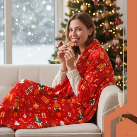 Koc świąteczny flanelowy 1,5x2m Ruhhy 26607
