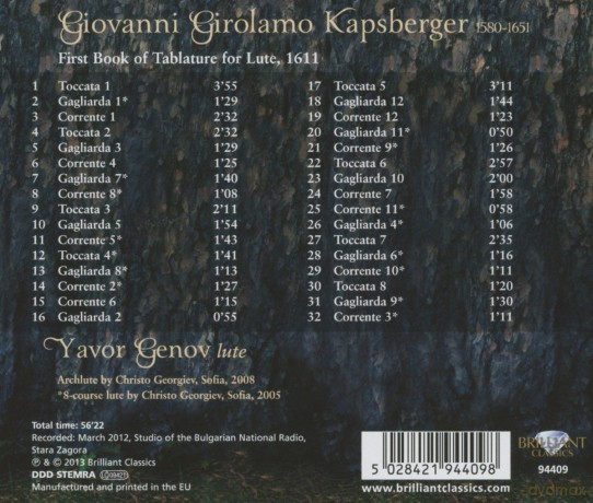 Yavor Genov: Kapsberger: Libro Primo D'intavolatura Di Lauto [CD]