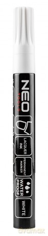 Marker budowlany, biały, permanentny, wodoodporny, lakierowy, aluminiowy, wielokrotność 12 szt.