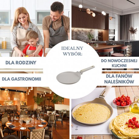 Patelnia do naleśników, kolor beżowy, z powłoką nieprzywierającą, śr.24cm klausberg