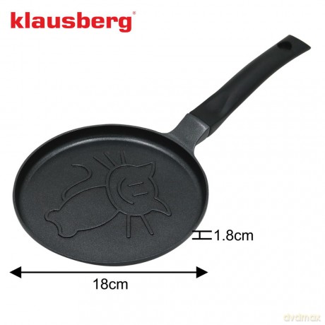 Patelnia do naleśników, wzór kotek, aluminiowa, nieprzywierająca powłoka, czarna, śr.18 cm, klausberg, kb-7973