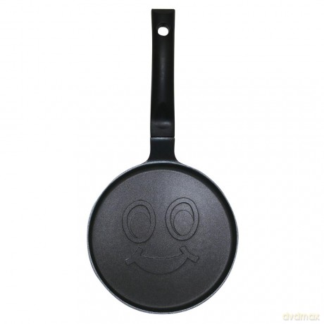 Patelnia do naleśników, wzór uśmiechnięta buźka, aluminiowa, nieprzywierająca powłoka, czarna, śr.18 cm, klausberg, kb-7971
