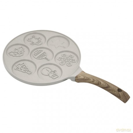 Patelnia do placków, bożonarodzeniowe wzory, aluminiowa, powłoka nieprzywierająca, beżowa, śr.26,5 cm, klausberg, kb-7970