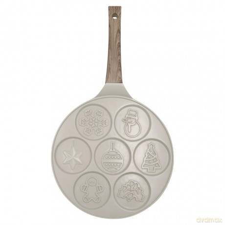 Patelnia do placków, bożonarodzeniowe wzory, aluminiowa, powłoka nieprzywierająca, beżowa, śr.26,5 cm, klausberg, kb-7970