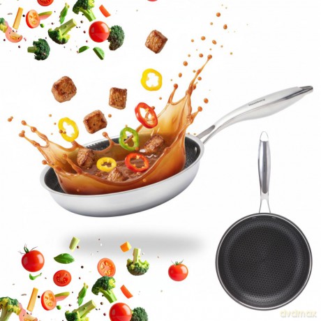 Patelnia powłoka non-stick honeycomb, 20 cm, 3-warstwy, stal 304, pfoa-free