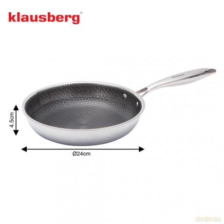 Patelnia powłoka non-stick honeycomb, 24 cm, 3-warstwy, stal 304, pfoa-free
