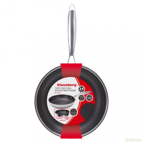 Patelnia powłoka non-stick honeycomb, 24 cm, 3-warstwy, stal 304, pfoa-free