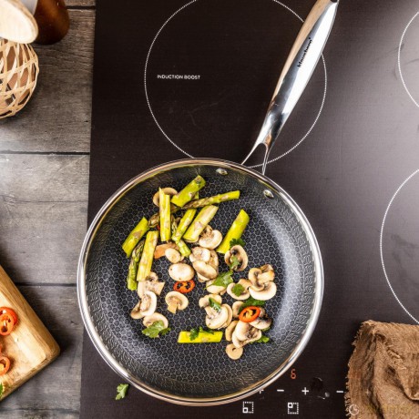 Patelnia powłoka non-stick honeycomb, 24 cm, 3-warstwy, stal 304, pfoa-free