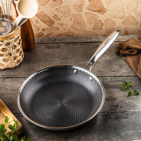 Patelnia powłoka non-stick honeycomb, 24 cm, 3-warstwy, stal 304, pfoa-free