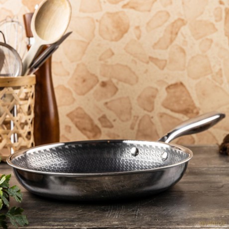 Patelnia powłoka non-stick honeycomb, 24 cm, 3-warstwy, stal 304, pfoa-free