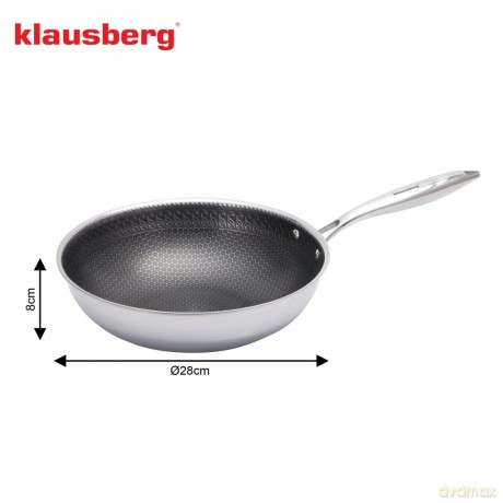 Patelnia powłoka non-stick honeycomb, 28 cm, 3-warstwy, stal 304, pfoa-free