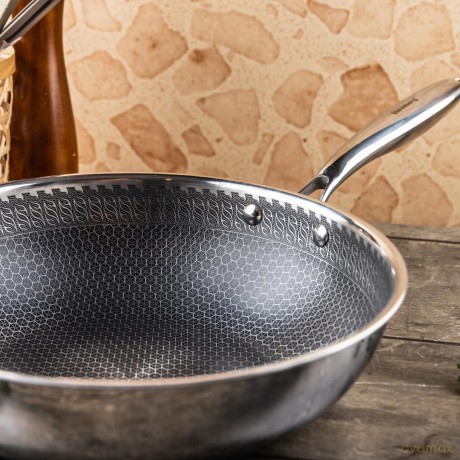 Patelnia powłoka non-stick honeycomb, 28 cm, 3-warstwy, stal 304, pfoa-free