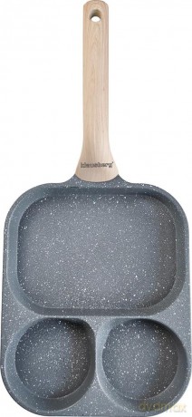 Patelnia prostokątna z powłoką nieprzywieralną, 3 sekcje, szara z drewnianą rączką, 41x19,2x2,8cm, klausberg, kb-7828