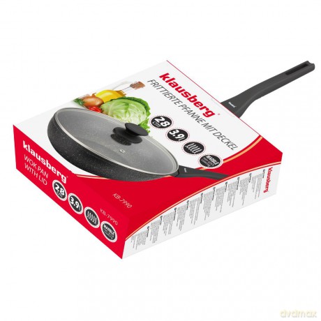 Patelnia wok marmurowa 28 cm z pokrywką, klausberg kb-7990