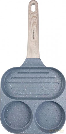 Patelnia z powłoką nieprzywieralną, 3 sekcje, szara z drewnianą rączką, 36x18,5x2,5cm, klausberg, kb-7817