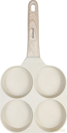 Patelnia z powłoką nieprzywieralną, 4 sekcje, beżowa z drewnianą rączką, 36x18,5x2,5cm klausberg, kb-7823