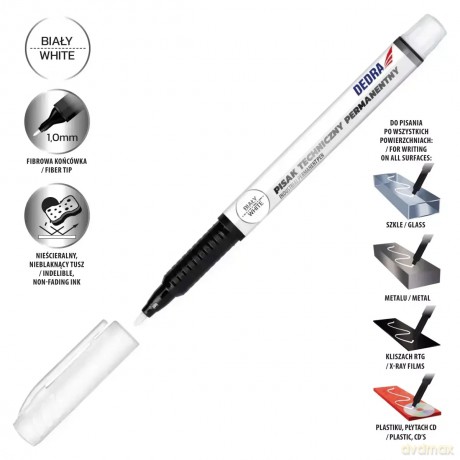 Pisak techniczny permanentny biały 1mm, 1szt