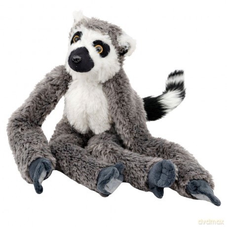 Pluszowa Maskotka Przytulanka Lemur z Rzepami Do Zawieszenia Szary 35cm