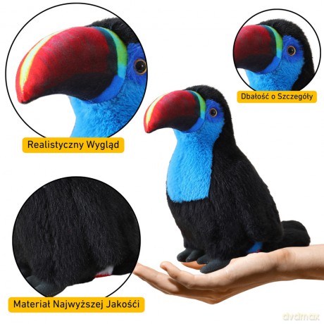 Pluszowy Ptak Tukan Maskotka Przytulanka Niebieski 20cm