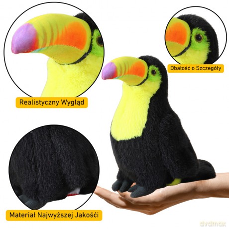 Pluszowy Ptak Tukan Pluszak Maskotka Przytulanka Żółty 20cm