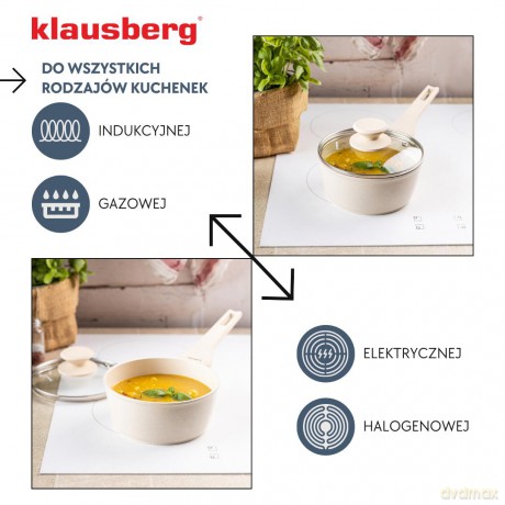 Rondel marmurowy 16 cm kremowy z pokrywką, klausberg kb-7987