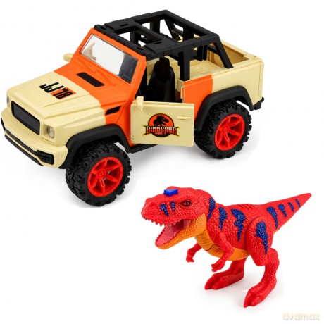 Samochód Terenowy z Dinozaurem T-Rex Światła Dźwięki Otwierane Drzwi