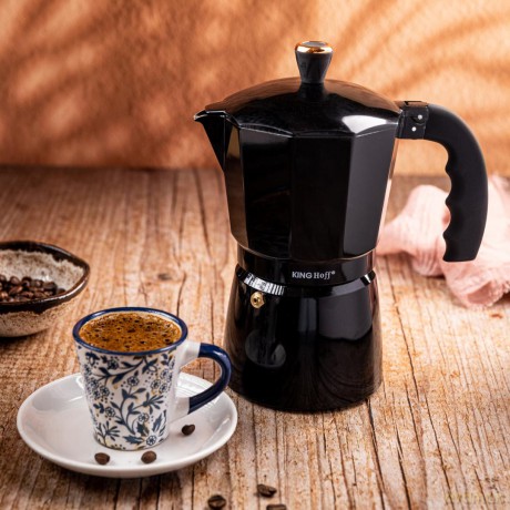 Zaparzacz do kawy espresso, aluminium, 12 filiżanek ,czarny/rose gold, kinghoff, kh-1885