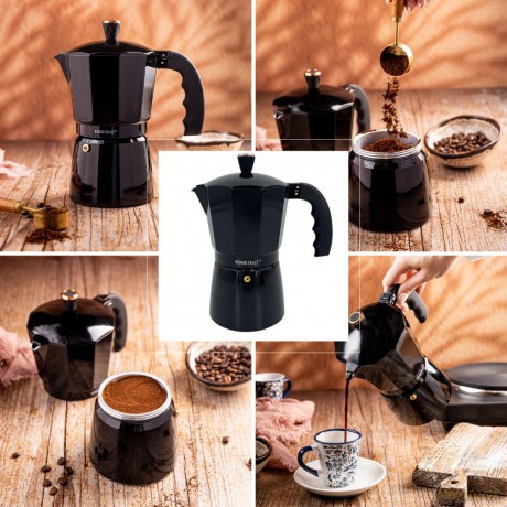Zaparzacz do kawy espresso, aluminium, 12 filiżanek ,czarny/rose gold, kinghoff, kh-1885
