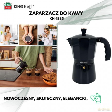 Zaparzacz do kawy espresso, aluminium, 12 filiżanek ,czarny/rose gold, kinghoff, kh-1885