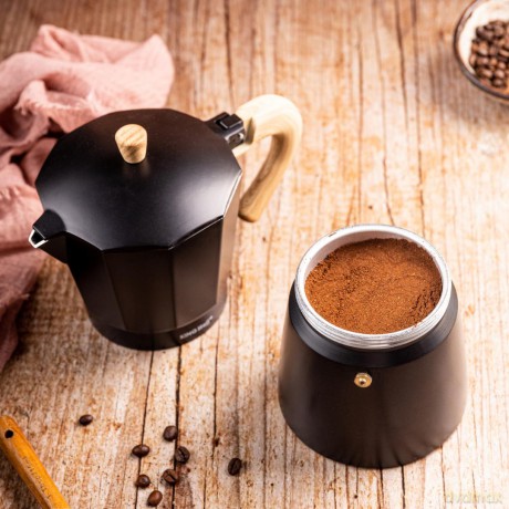 Zaparzacz do kawy espresso, aluminium, 9 filiżanek, czarny/drewnopodobny, kinghoff, kh-1887