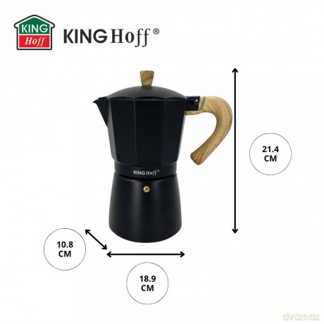 Zaparzacz do kawy espresso, aluminium, 9 filiżanek, czarny/drewnopodobny, kinghoff, kh-1887