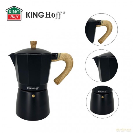 Zaparzacz do kawy espresso, aluminium, 9 filiżanek, czarny/drewnopodobny, kinghoff, kh-1887