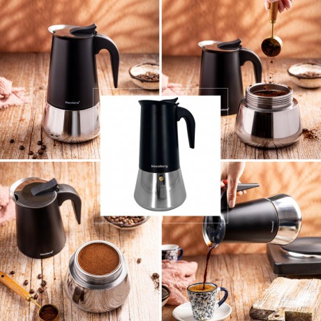 Zaparzacz do kawy espresso, stal nierdzewna, 12 filiżanek, czarny/srebrny, klausberg, kb-7847