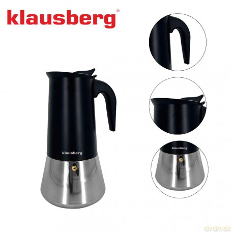 Zaparzacz do kawy espresso, stal nierdzewna, 12 filiżanek, czarny/srebrny, klausberg, kb-7847
