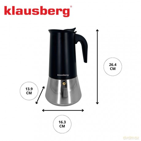 Zaparzacz do kawy espresso, stal nierdzewna, 12 filiżanek, czarny/srebrny, klausberg, kb-7847