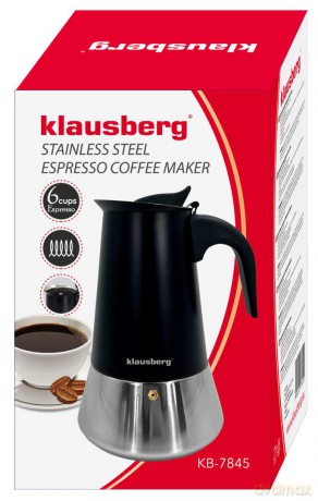 Zaparzacz do kawy espresso, stal nierdzewna, 6 filiżanek, czarny/srebrny, klausberg, kb-7845